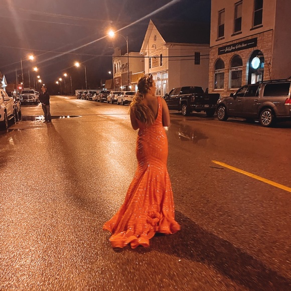 Orange Jovani Size 6 Dress - Picture 2 of 3